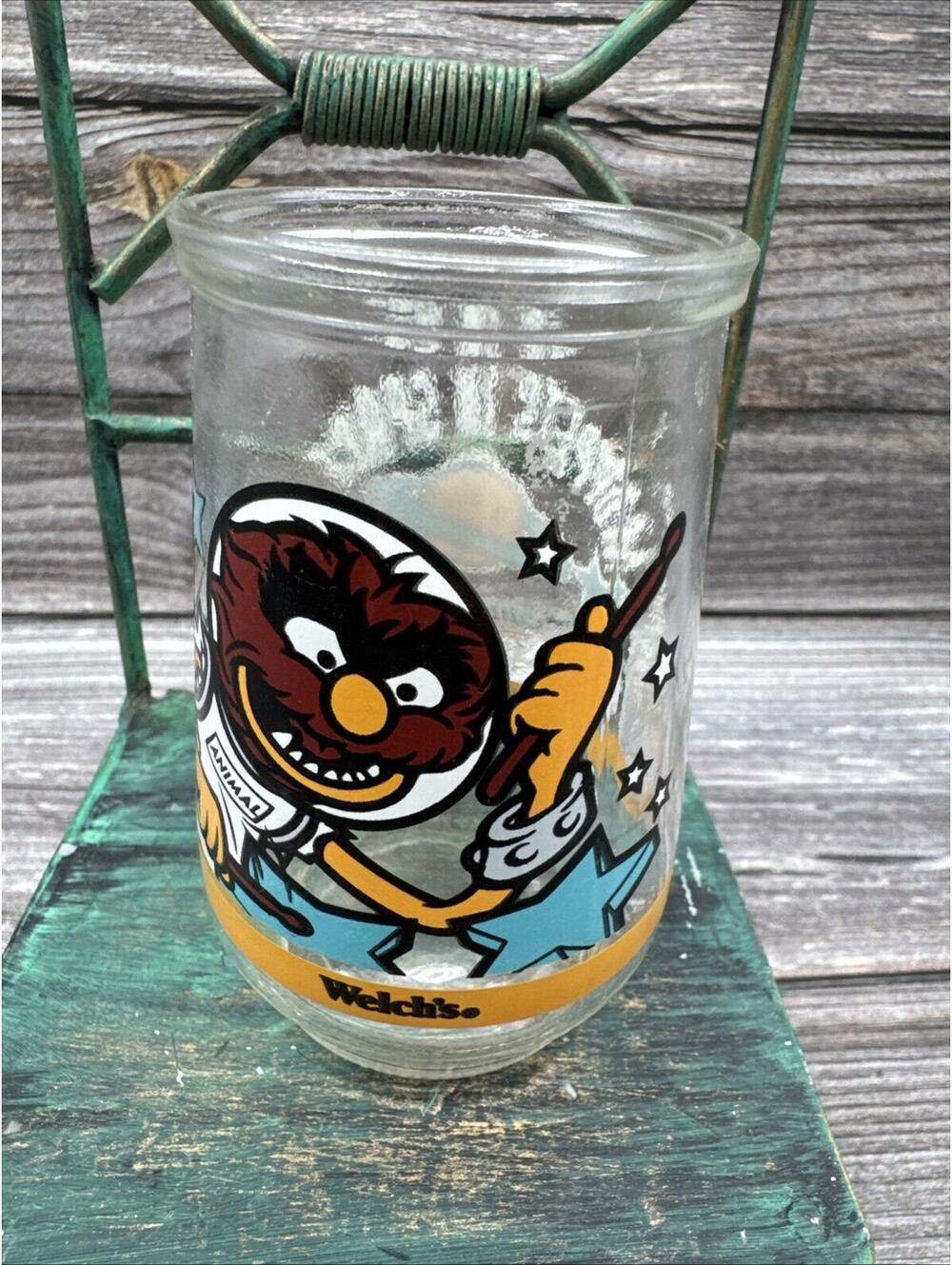 Vintage Welch’s Jelly Jar Glass Collectible Advertising Muppets In Space Animal
